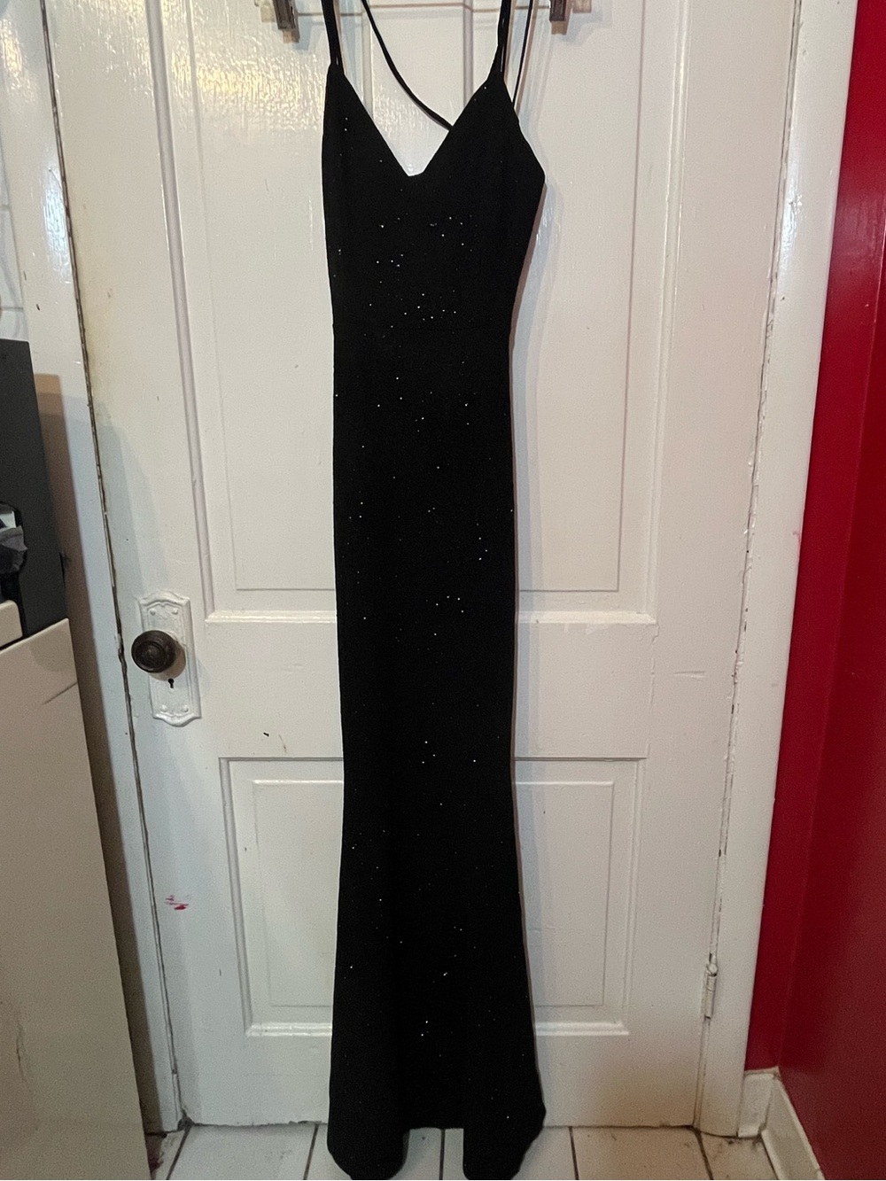 Windsor Black Sparkle Maxi Slip Dress